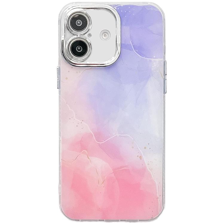 For iPhone 16 Electroplated Marble Texture Phone Case