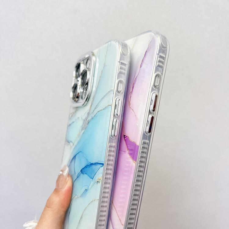 For iPhone 16 Electroplated Marble Texture Phone Case