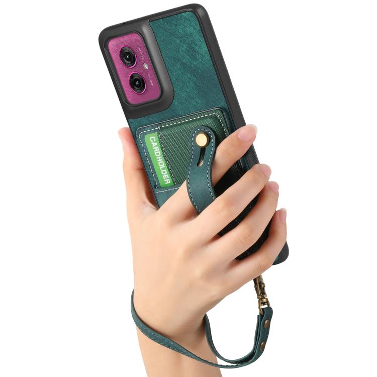 For Motorola Moto G55 Retro Cross Wristband Wallet Leather Back Phone Case