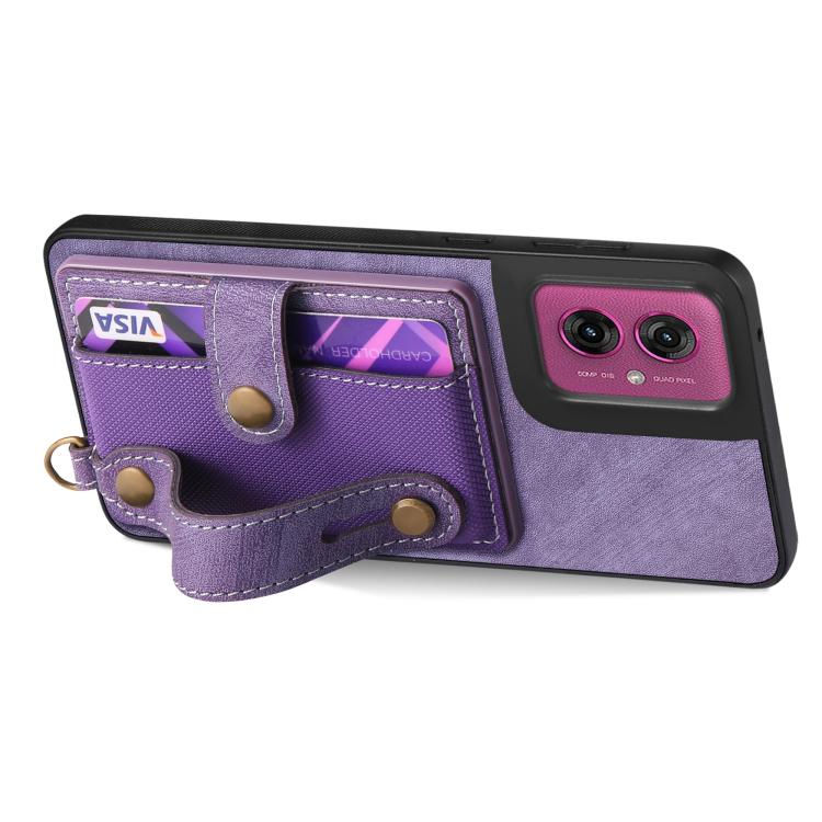 For Motorola Moto G55 Retro Cross Wristband Wallet Leather Back Phone Case