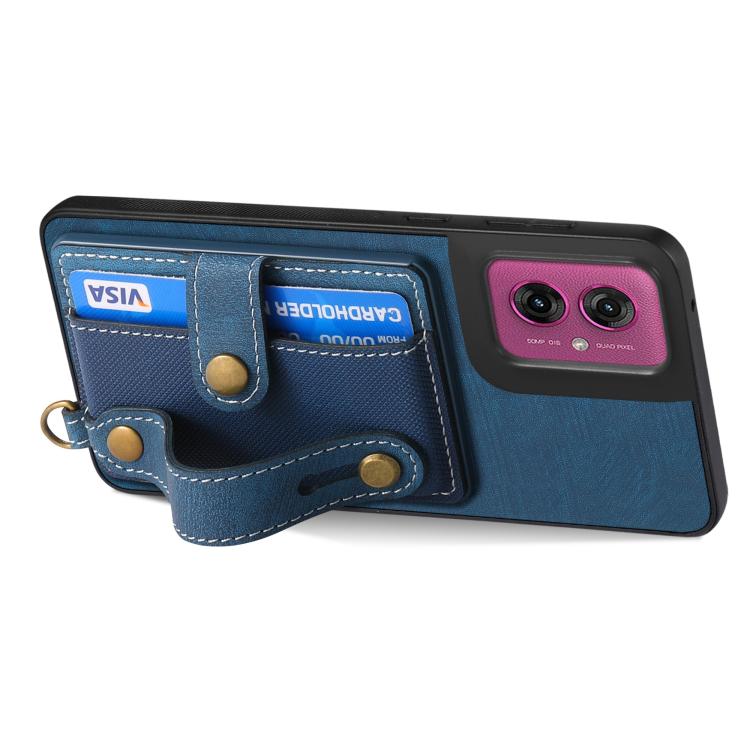 For Motorola Moto G55 Retro Cross Wristband Wallet Leather Back Phone Case