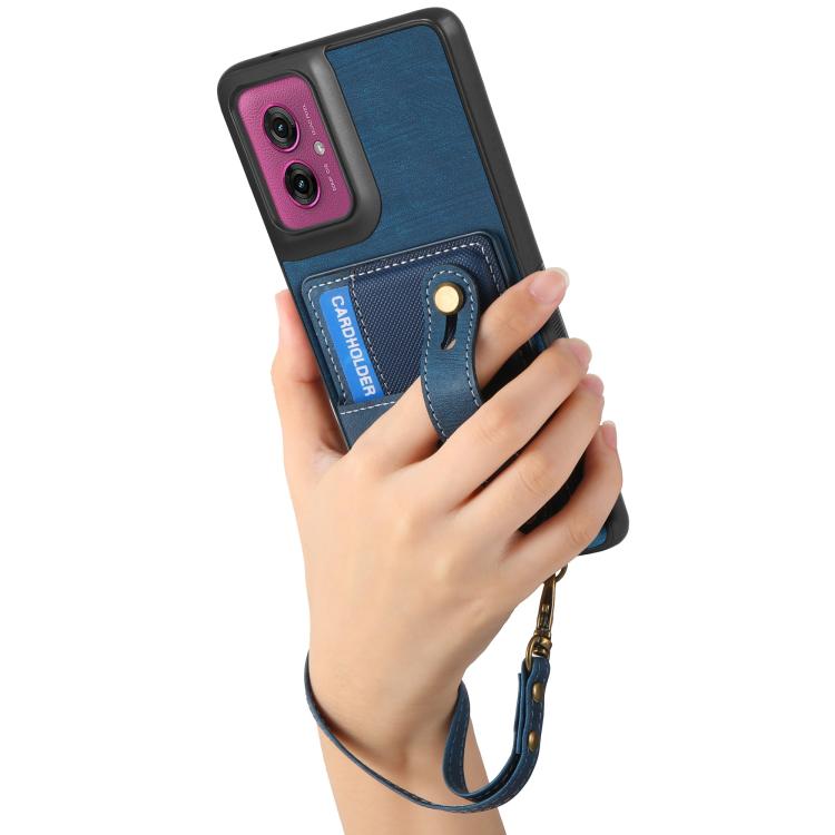 For Motorola Moto G55 Retro Cross Wristband Wallet Leather Back Phone Case