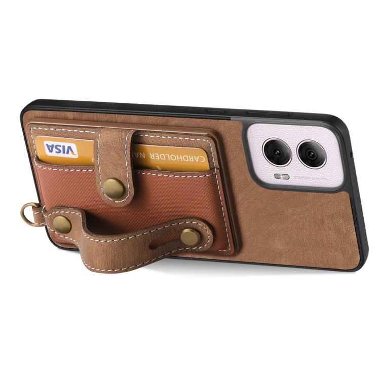 For Motorola Moto G Power 5G 2024 Retro Cross Wristband Wallet Leather Back Phone Case