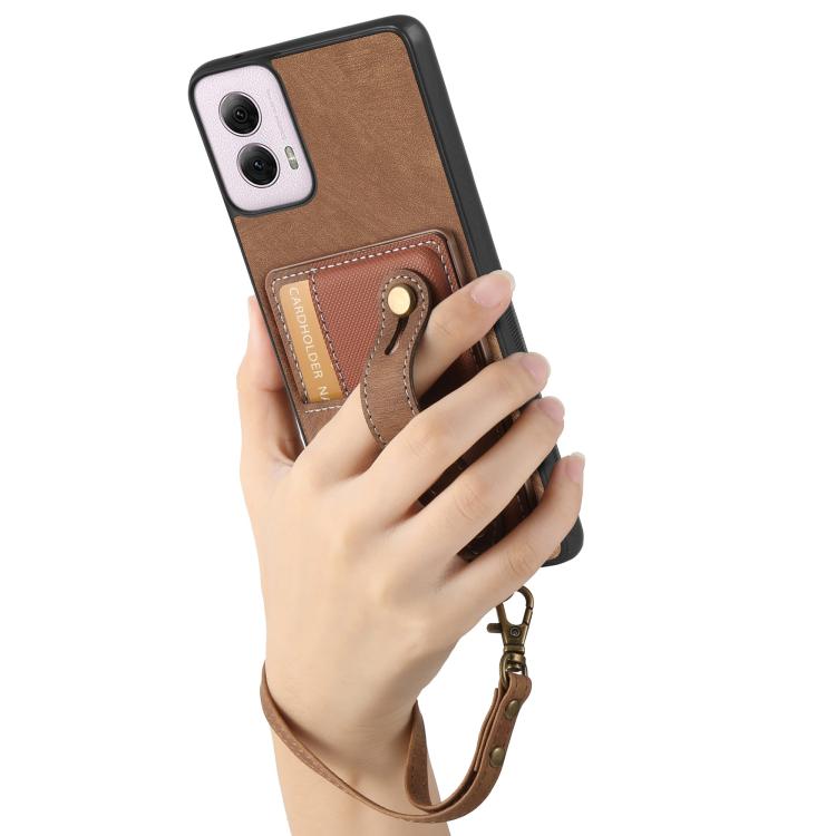For Motorola Moto G Power 5G 2024 Retro Cross Wristband Wallet Leather Back Phone Case