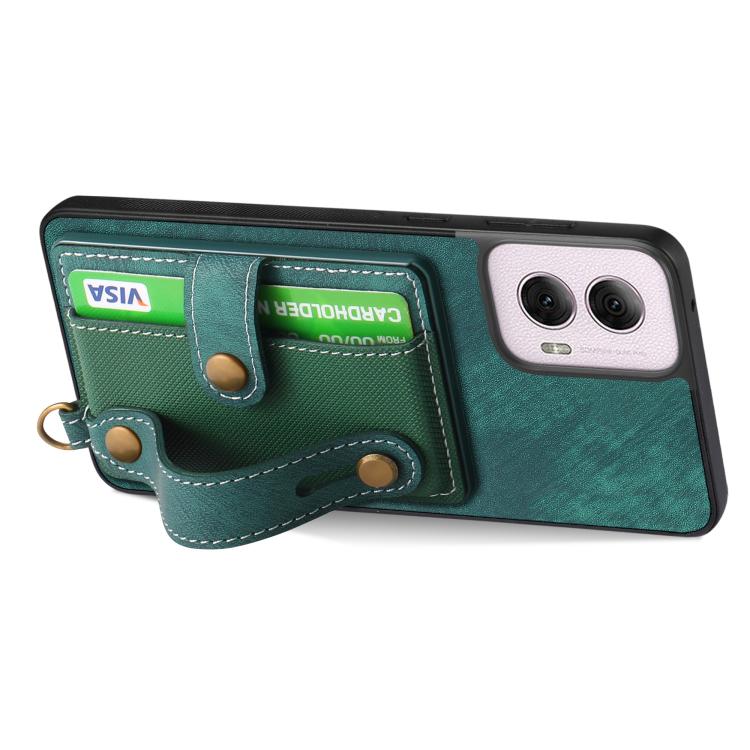 For Motorola Moto G Power 5G 2024 Retro Cross Wristband Wallet Leather Back Phone Case