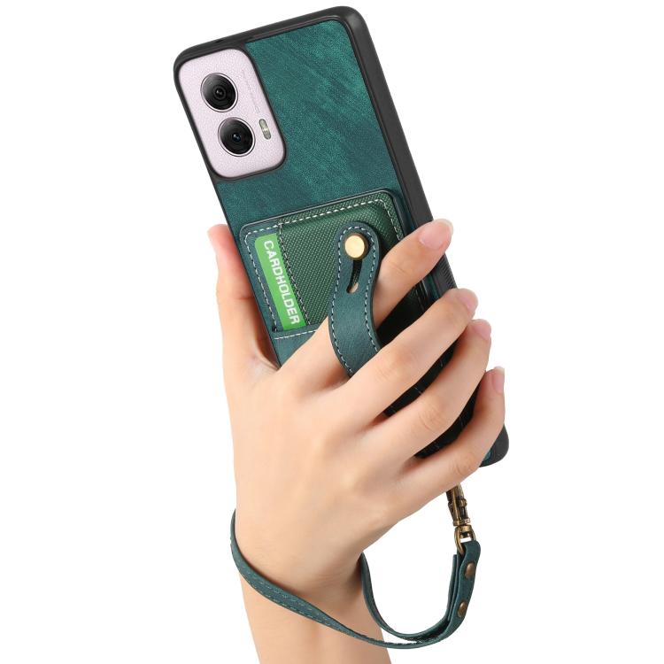 For Motorola Moto G Power 5G 2024 Retro Cross Wristband Wallet Leather Back Phone Case