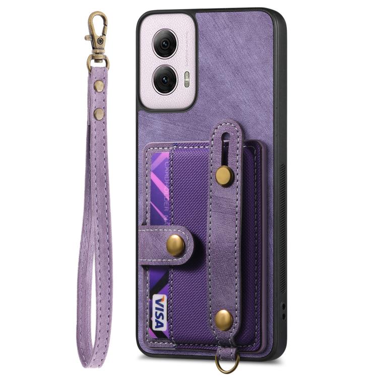 For Motorola Moto G Power 5G 2024 Retro Cross Wristband Wallet Leather Back Phone Case