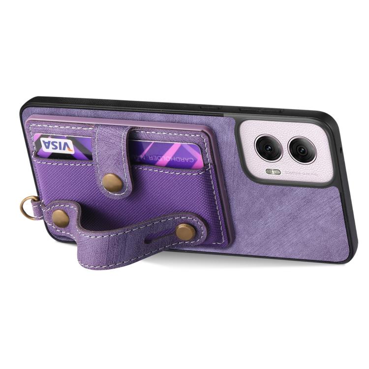 For Motorola Moto G Power 5G 2024 Retro Cross Wristband Wallet Leather Back Phone Case