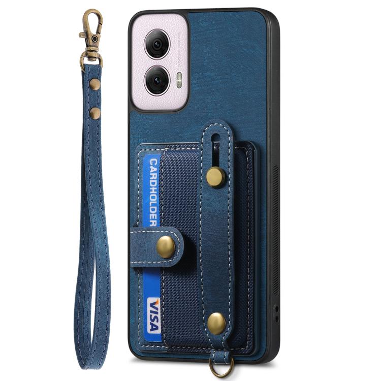 For Motorola Moto G Power 5G 2024 Retro Cross Wristband Wallet Leather Back Phone Case
