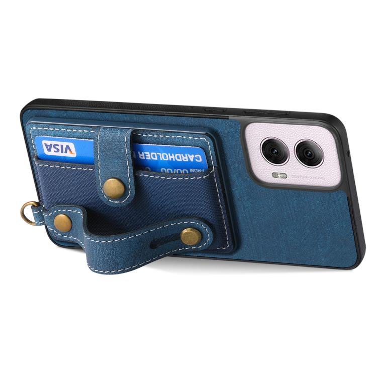 For Motorola Moto G Power 5G 2024 Retro Cross Wristband Wallet Leather Back Phone Case