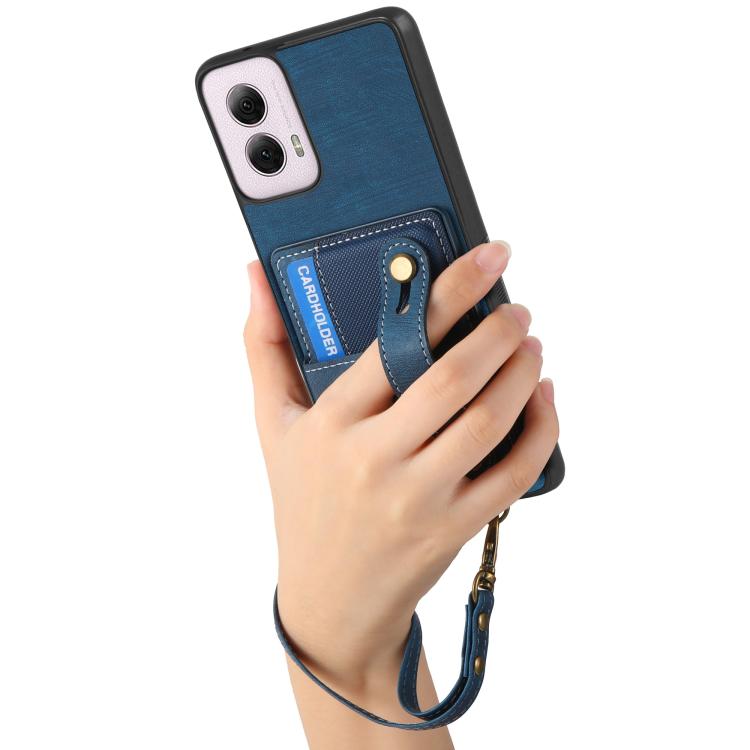 For Motorola Moto G Power 5G 2024 Retro Cross Wristband Wallet Leather Back Phone Case