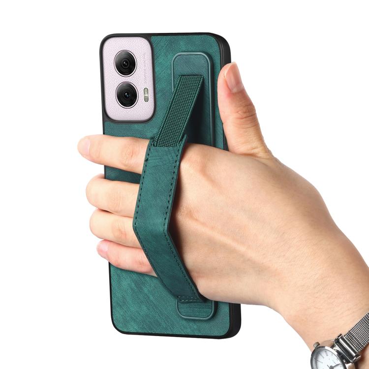 For Motorola Moto G Power 5G 2024 Retro Wristband Holder Leather Back Phone Case