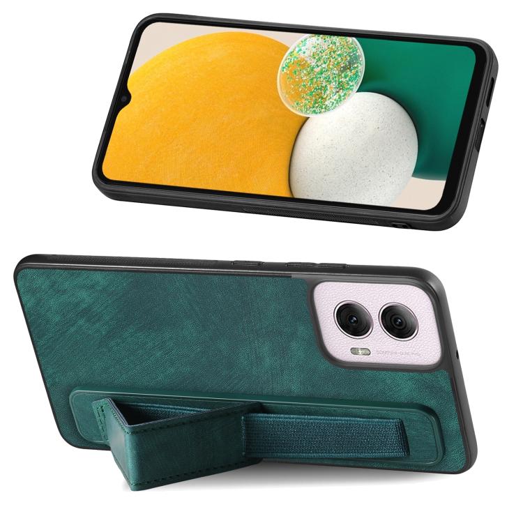 For Motorola Moto G Power 5G 2024 Retro Wristband Holder Leather Back Phone Case