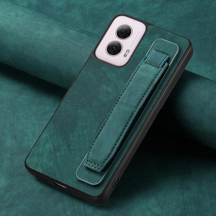 For Motorola Moto G Power 5G 2024 Retro Wristband Holder Leather Back Phone Case