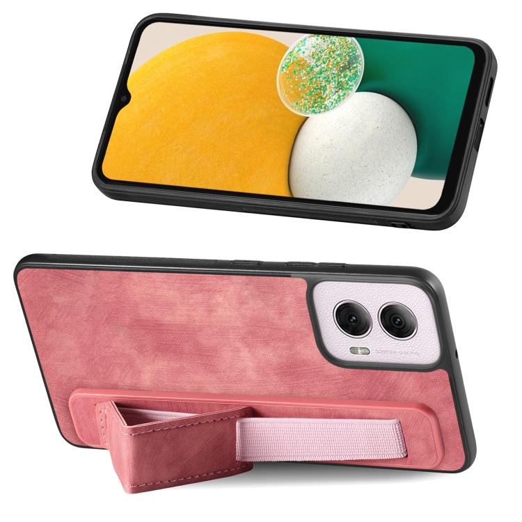 For Motorola Moto G Power 5G 2024 Retro Wristband Holder Leather Back Phone Case
