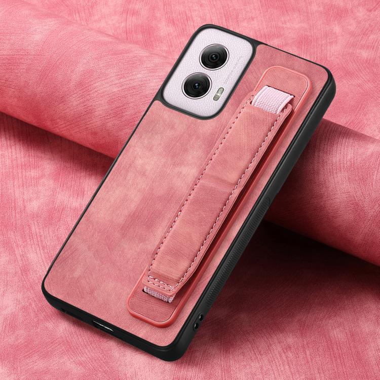 For Motorola Moto G Power 5G 2024 Retro Wristband Holder Leather Back Phone Case