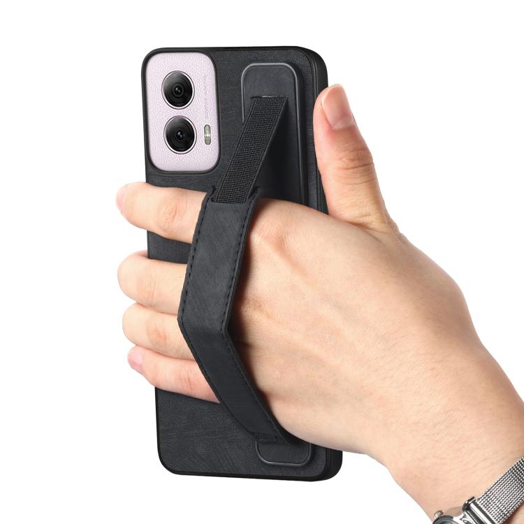 For Motorola Moto G Power 5G 2024 Retro Wristband Holder Leather Back Phone Case