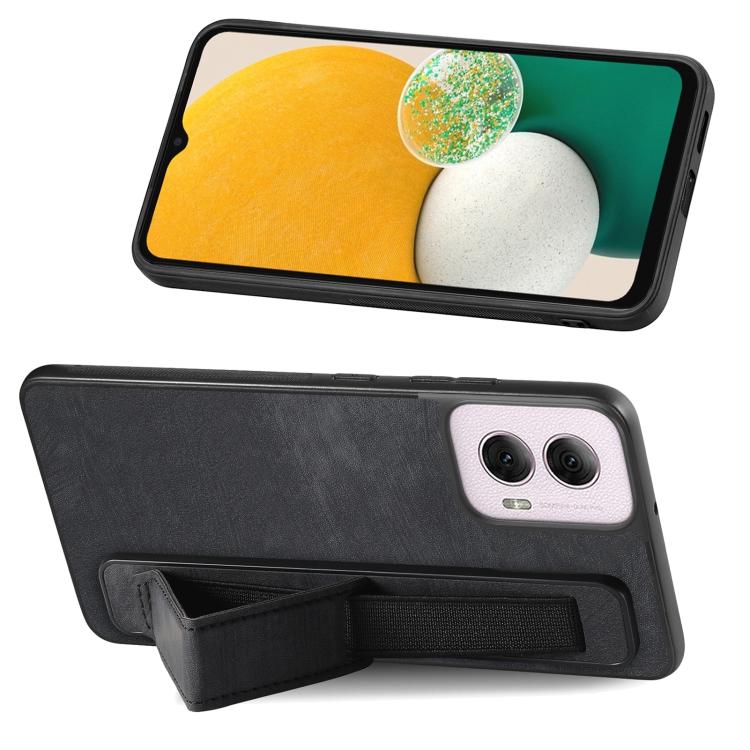 For Motorola Moto G Power 5G 2024 Retro Wristband Holder Leather Back Phone Case