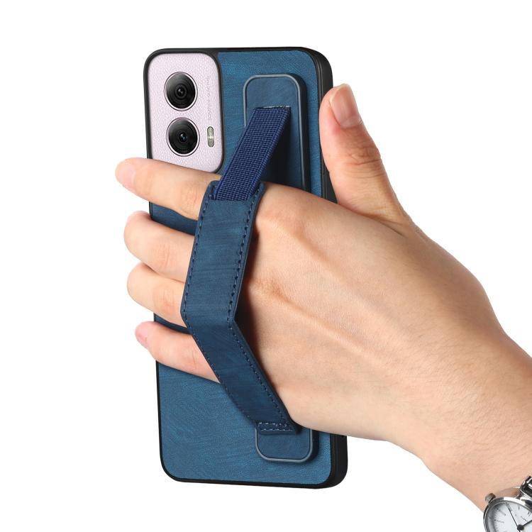For Motorola Moto G Power 5G 2024 Retro Wristband Holder Leather Back Phone Case
