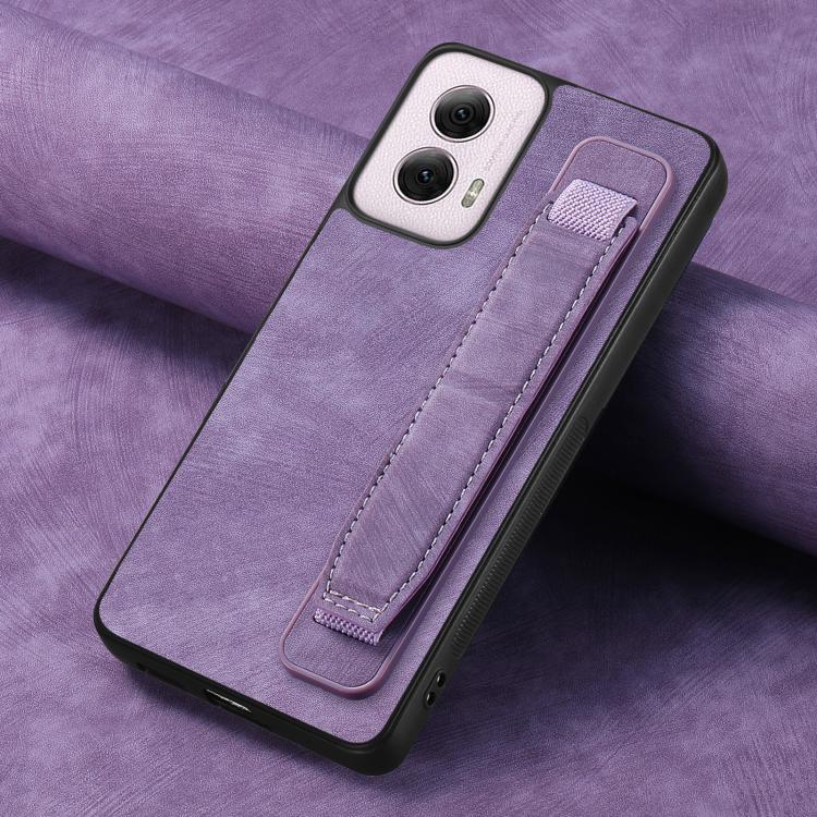 For Motorola Moto G Power 5G 2024 Retro Wristband Holder Leather Back Phone Case