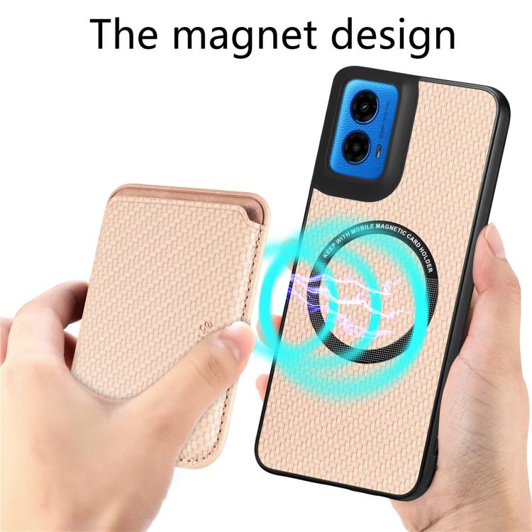 For Motorola Moto G45 5G Carbon Fiber Leather Card MagSafe Phone Case