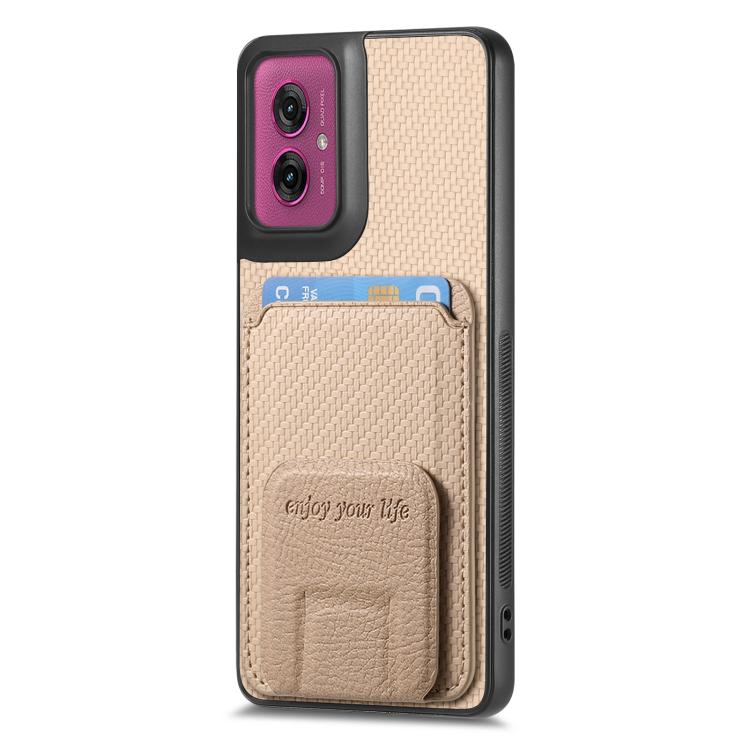 For Motorola Moto G55 Carbon Fiber Card Bag Fold Stand Phone Case