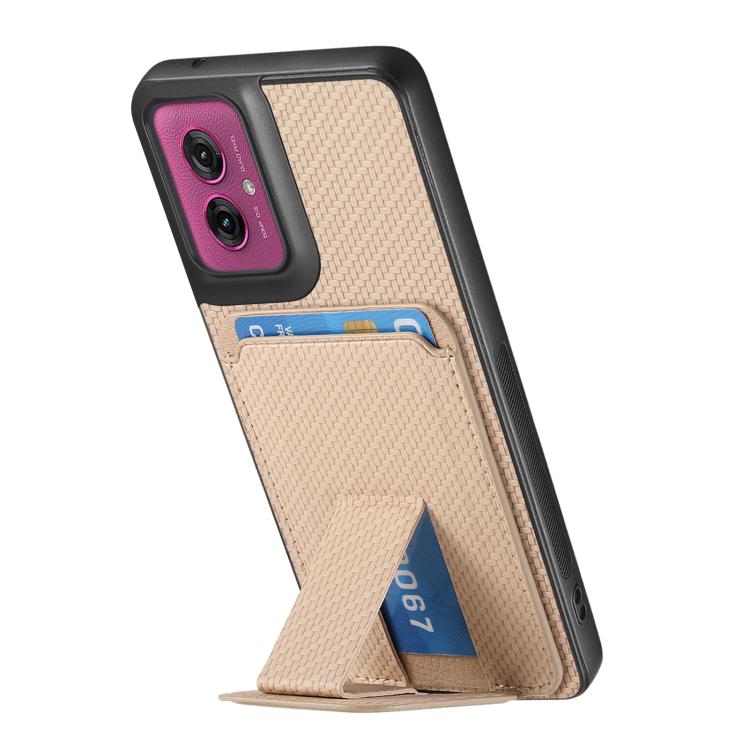 For Motorola Moto G55 Carbon Fiber Card Bag Fold Stand Phone Case