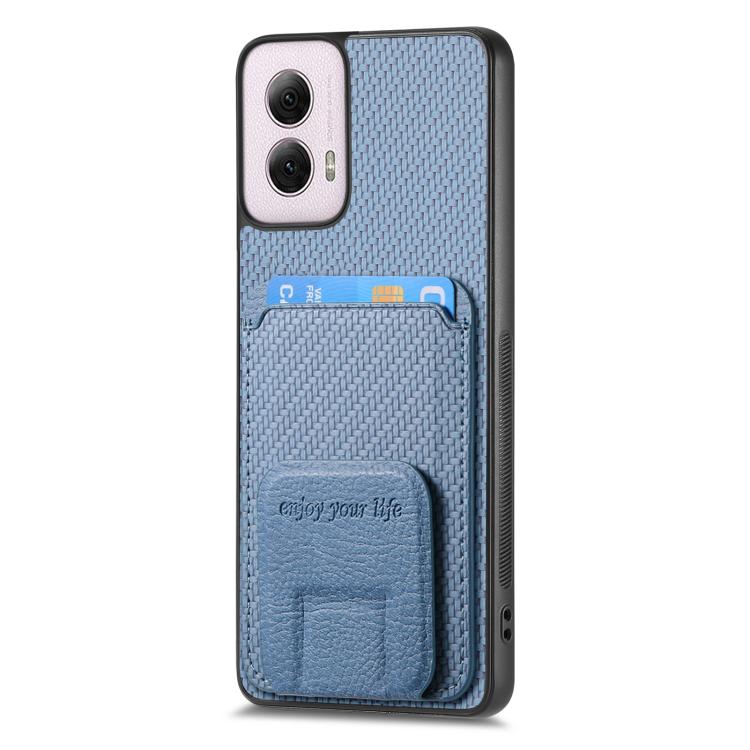 For Motorola Moto G Power 5G 2024 Carbon Fiber Card Bag Fold Stand Phone Case