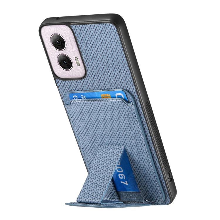 For Motorola Moto G Power 5G 2024 Carbon Fiber Card Bag Fold Stand Phone Case