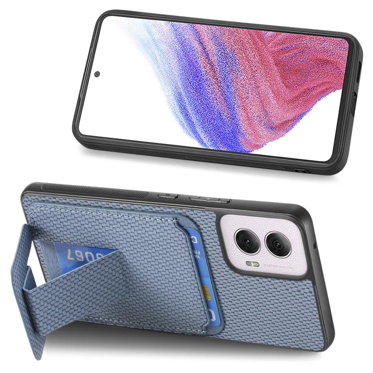 For Motorola Moto G Power 5G 2024 Carbon Fiber Card Bag Fold Stand Phone Case