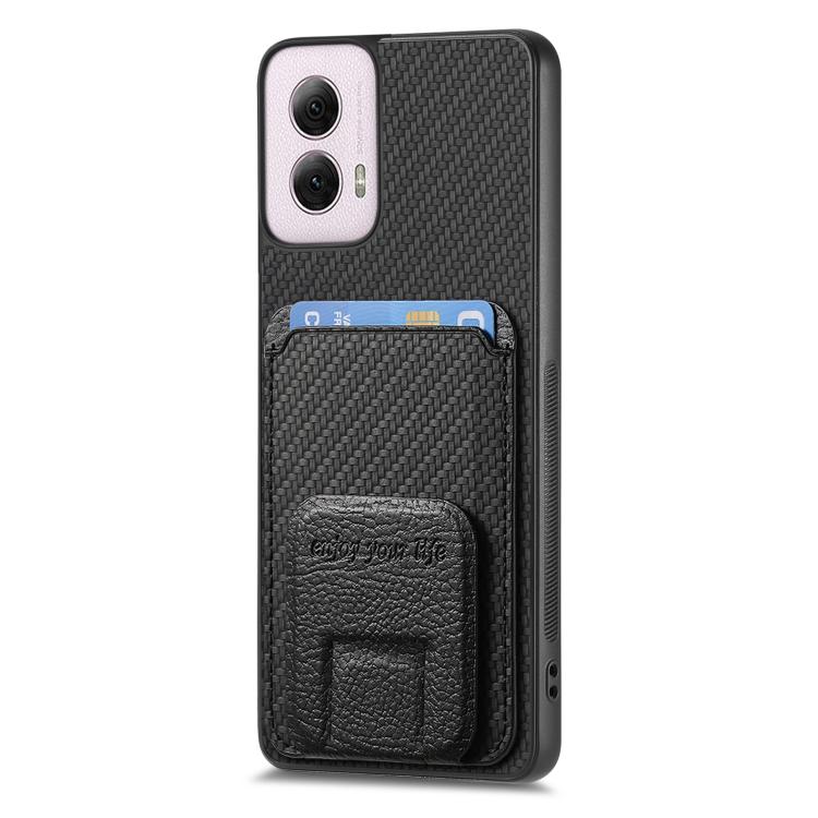 For Motorola Moto G Power 5G 2024 Carbon Fiber Card Bag Fold Stand Phone Case