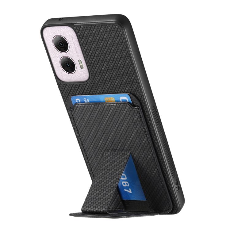 For Motorola Moto G Power 5G 2024 Carbon Fiber Card Bag Fold Stand Phone Case