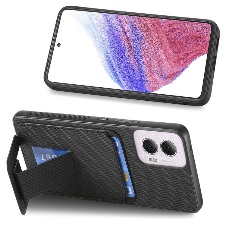 For Motorola Moto G Power 5G 2024 Carbon Fiber Card Bag Fold Stand Phone Case