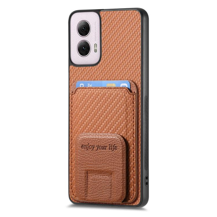 For Motorola Moto G Power 5G 2024 Carbon Fiber Card Bag Fold Stand Phone Case