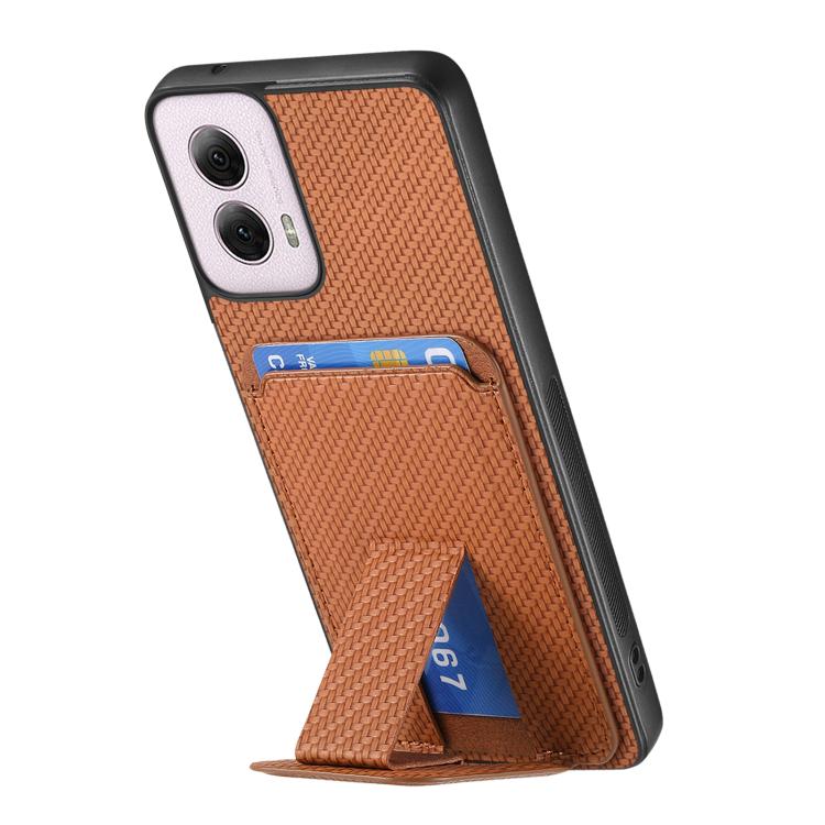 For Motorola Moto G Power 5G 2024 Carbon Fiber Card Bag Fold Stand Phone Case