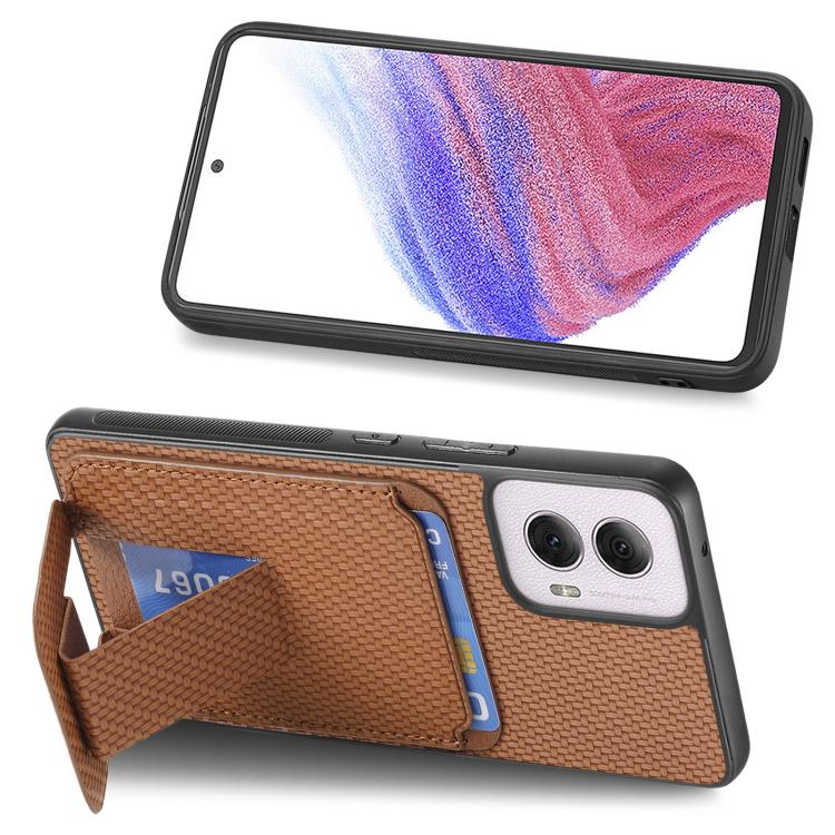 For Motorola Moto G Power 5G 2024 Carbon Fiber Card Bag Fold Stand Phone Case