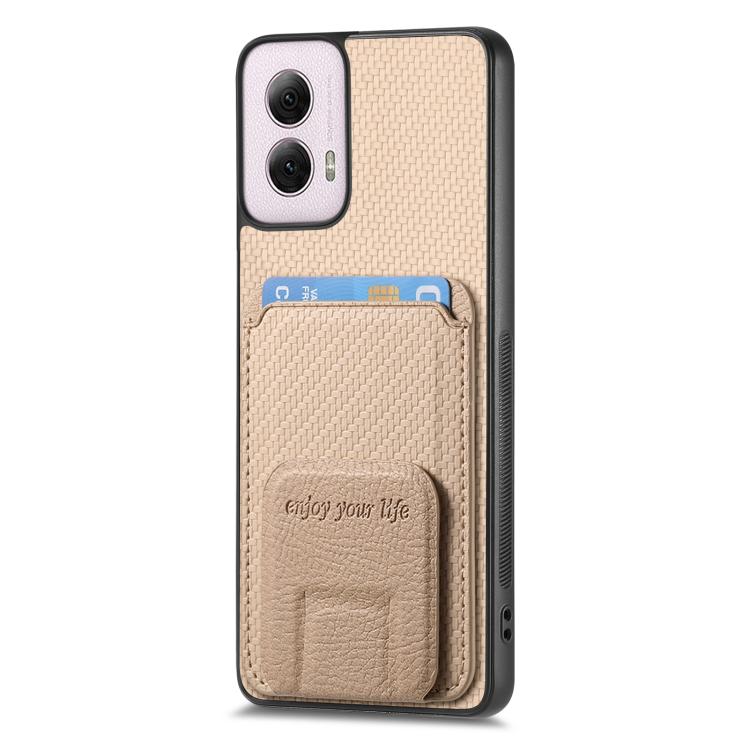 For Motorola Moto G Power 5G 2024 Carbon Fiber Card Bag Fold Stand Phone Case