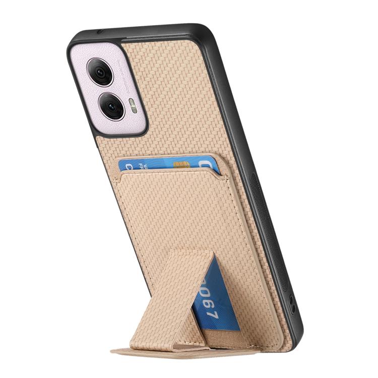 For Motorola Moto G Power 5G 2024 Carbon Fiber Card Bag Fold Stand Phone Case