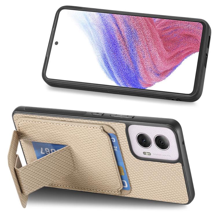 For Motorola Moto G Power 5G 2024 Carbon Fiber Card Bag Fold Stand Phone Case