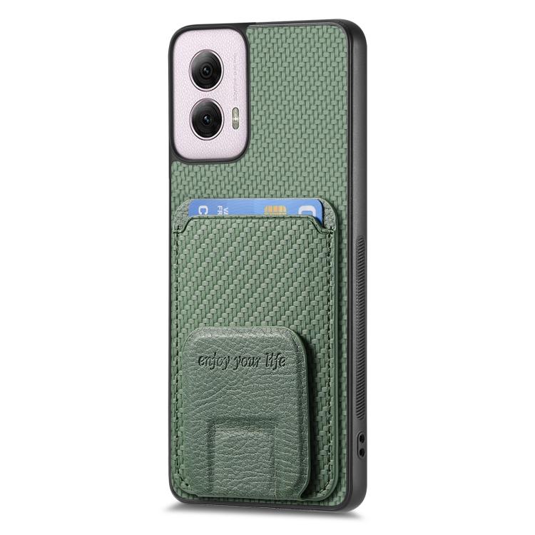 For Motorola Moto G Power 5G 2024 Carbon Fiber Card Bag Fold Stand Phone Case