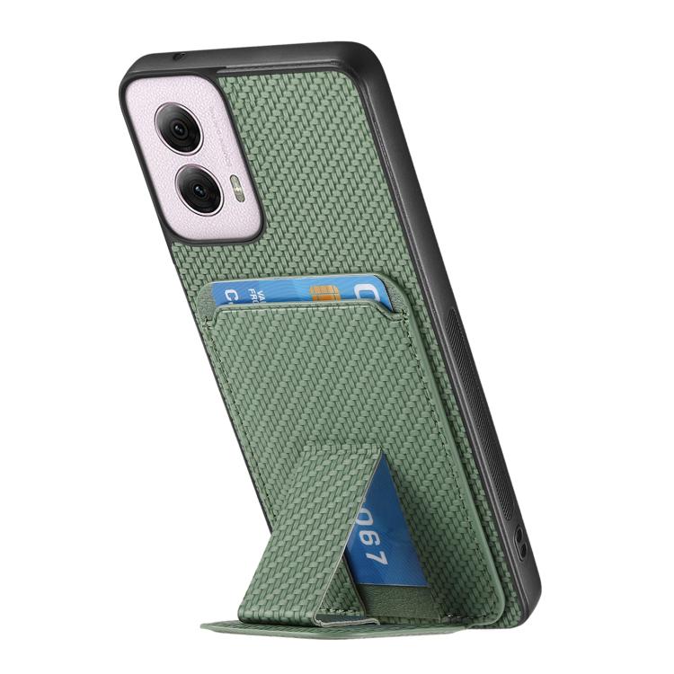 For Motorola Moto G Power 5G 2024 Carbon Fiber Card Bag Fold Stand Phone Case