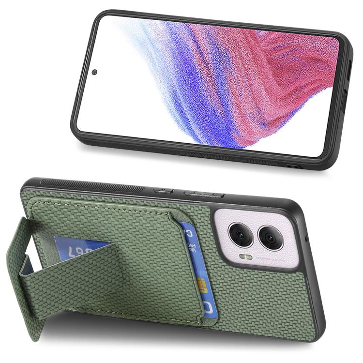 For Motorola Moto G Power 5G 2024 Carbon Fiber Card Bag Fold Stand Phone Case