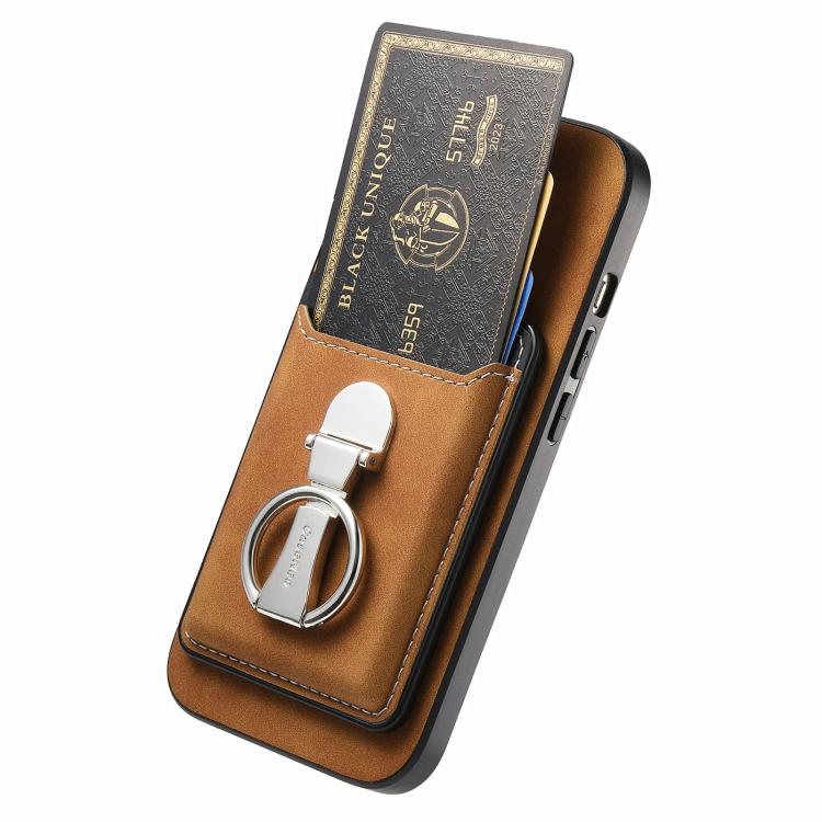 For Huawei Mate 70 Retro Folding Ring Holder Card Bag MagSafe Phone Case