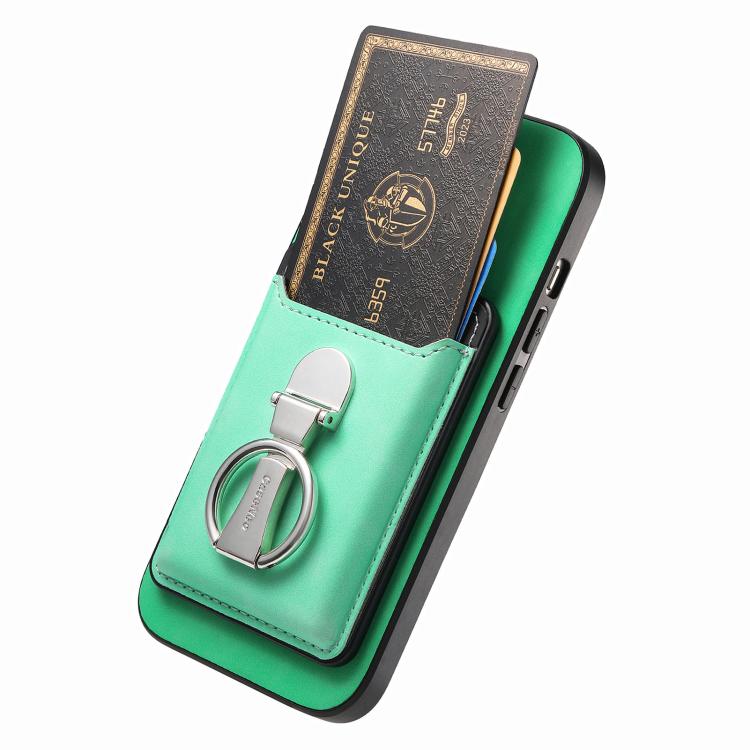 For Huawei Mate 70 Retro Folding Ring Holder Card Bag MagSafe Phone Case