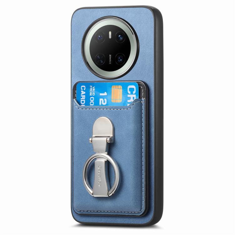 For Huawei Mate 70 Retro Folding Ring Holder Card Bag MagSafe Phone Case