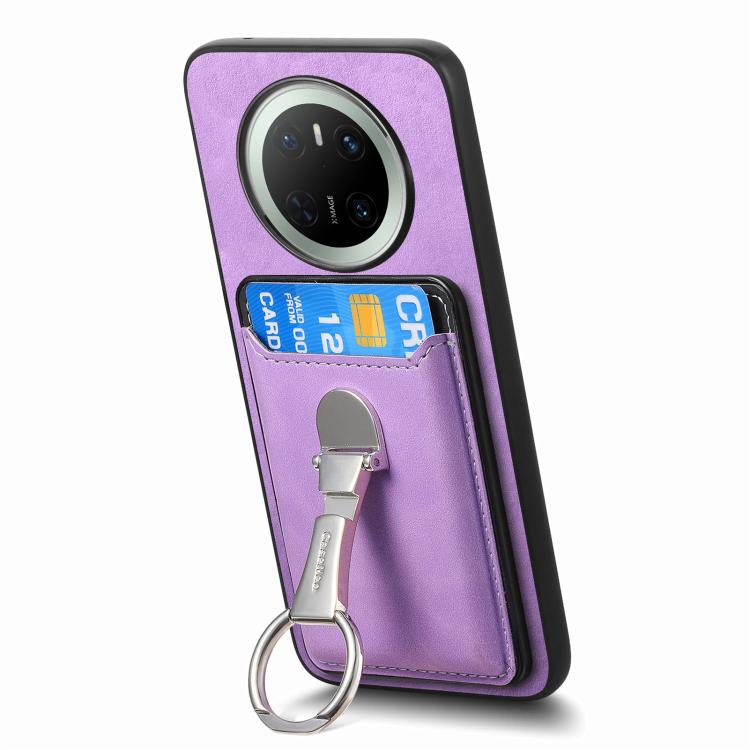 For Huawei Mate 70 Pro Retro Folding Ring Holder Card Bag MagSafe Phone Case
