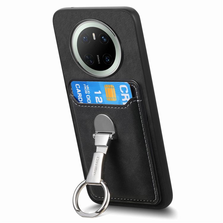 For Huawei Mate 70 Pro Retro Folding Ring Holder Card Bag MagSafe Phone Case