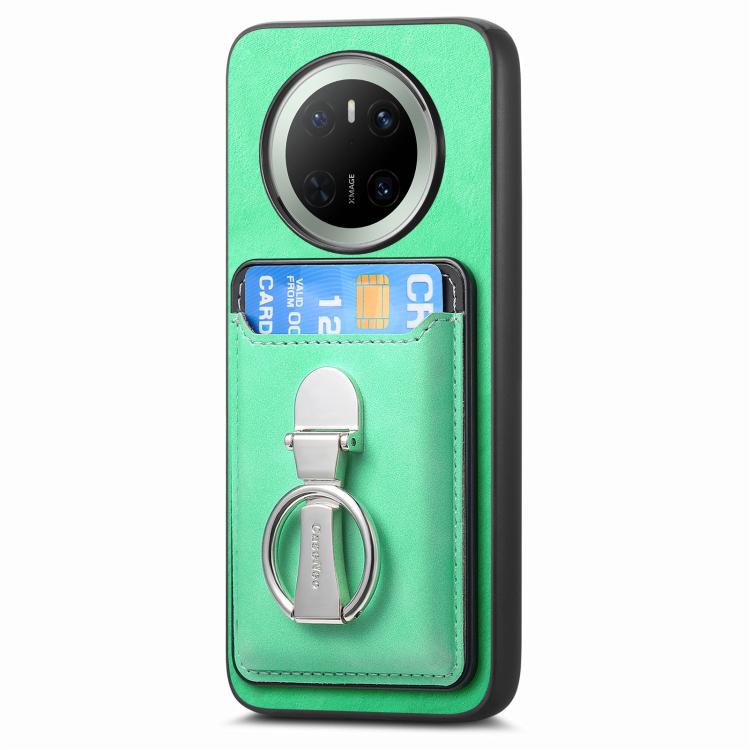 For Huawei Mate 70 Pro Retro Folding Ring Holder Card Bag MagSafe Phone Case