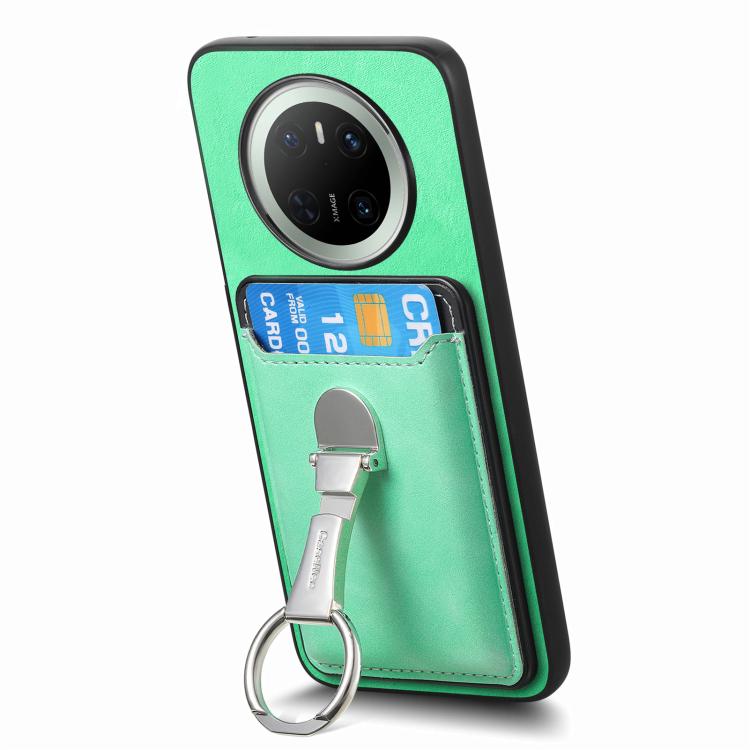 For Huawei Mate 70 Pro Retro Folding Ring Holder Card Bag MagSafe Phone Case