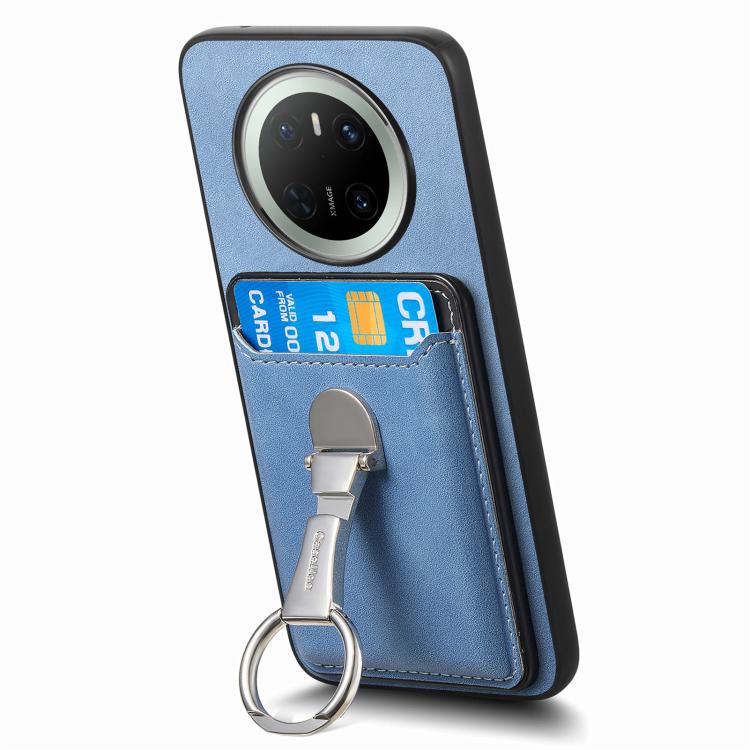 For Huawei Mate 70 Pro Retro Folding Ring Holder Card Bag MagSafe Phone Case